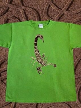 Gildan Lime Green Short Sleeve Tee with Scorpion Graphic